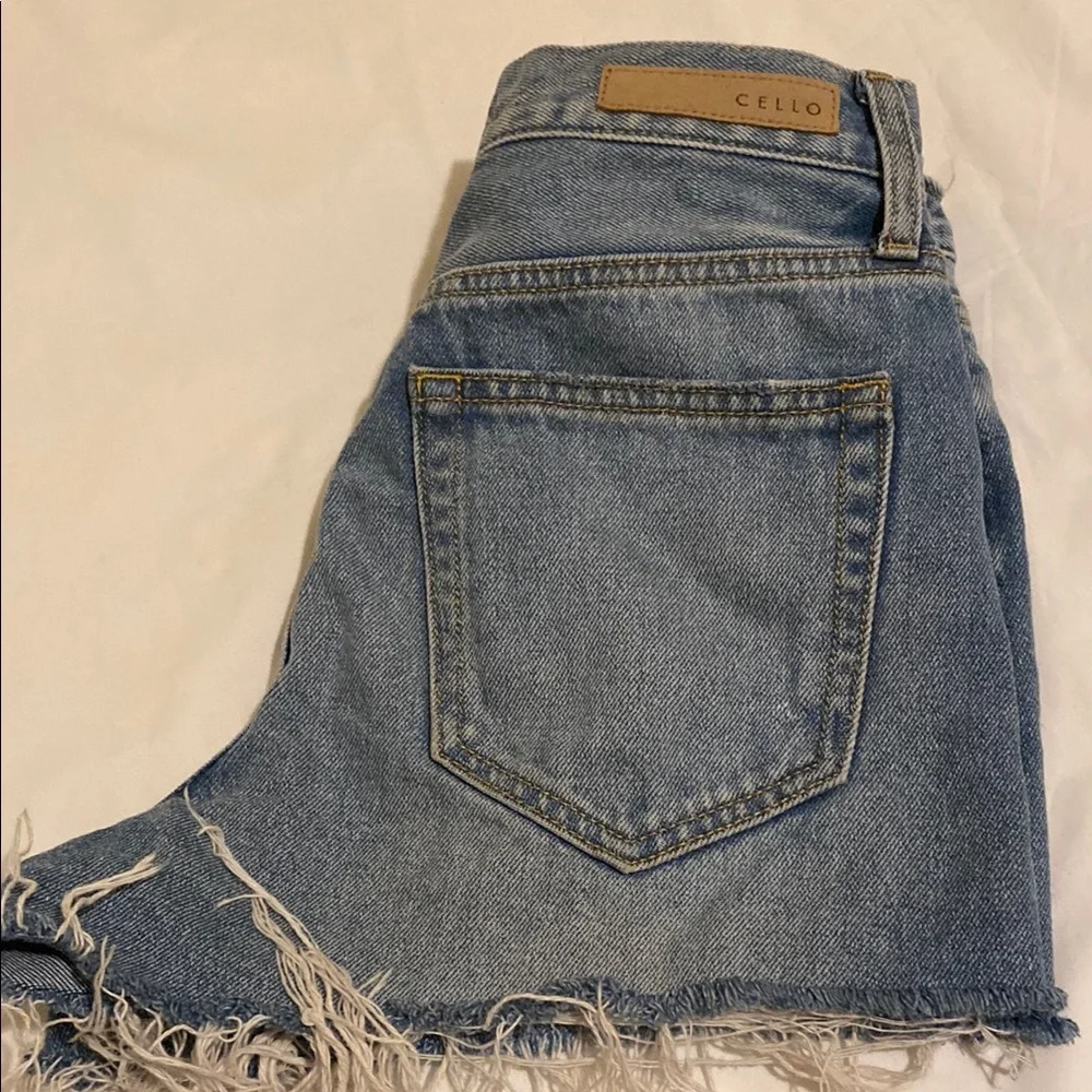 Cello Blue Distressed Jean Shorts High-Waisted Size XS